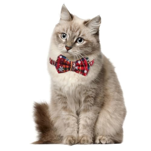 HANABASS 2 Stück Weihnachtliches Verstellbares Katzenhalsband Set Rot und Grün Komfortables Langlebiges Haustierhalsband mit Festlichem Muster für Stilbewusste Katzenliebhaber von HANABASS
