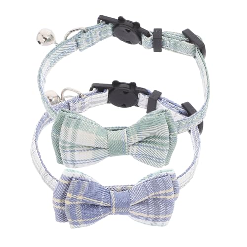 HANABASS 2Er-Pack Katzenhalsband mit Schleife Krawattenhalsbänder für Kätzchen Heimtierbedarf Kätzchenhalsband für Jungen mit süßer Schleifenglocke Spitzfliegen mit Katzenhalsband Stoff von HANABASS