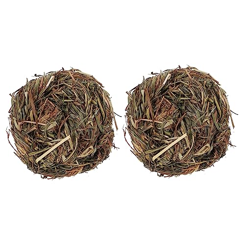 HANABASS 2st Hasengras Ball Kaubälle Für Kleintiere Hamstergras Hasenzahngras Hasenleckerli Spielzeug Für Rennmäuse Hasennagebälle Reinigungsspielzeug Hase Schleifspielzeug Beißspielzeug von HANABASS