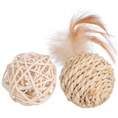 HANABASS 2stücke Katzen Spielzeug Bälle Aus Rattan Interaktive Katzenspielzeuge Mit Glöckchen Für Kätzchen Und Kleine Haustiere Spielen Kauen Und Entspannen HANABASS 2stücke Katzen Spielzeug Bälle Aus Rattan Interaktive Katzenspielzeuge Mit Glöckchen Für Kätzchen Und Kleine Haustiere Spielen Kauen Und Entspannen von HANABASS