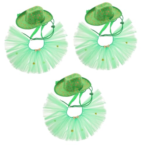 HANABASS 3 Sätze Urlaubskleidung Für Haustiere St. Patrick's Day Elemente Katzen-Tutu-Rock Haustier-Requisite Zum St. Patrick's Day St. Patrick's Day Kostüm Für Hunde Pet-Rock Green Stoff von HANABASS