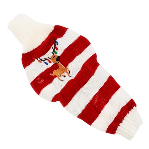 HANABASS 3 Stück Hundegestrickter Pullover Haustier Wintertuch Hundemantel für kaltes für Hunde Hundegewand Welpen-Elch-Strickpullover Weihnachten Hundepullover Rentier-Pullover rot von HANABASS