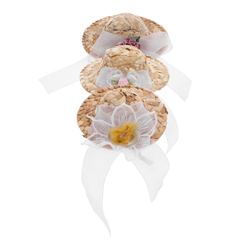 HANABASS 3 Stück Mini Haustierhut Lustige Kleine Hüte mit Floralem Design für Hühner Hamster Papageien und Vögel Niedliche Party Festtagsaccessoires für Kleine Tiere von HANABASS