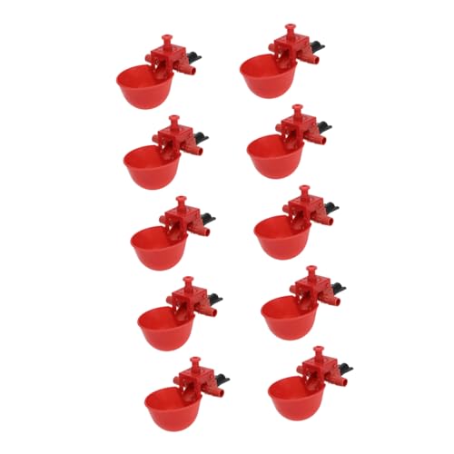 HANABASS 30 STK Automatische Trinkschale Wasserschale Für Wachteln Automatische Tränke Für Hühner Kükenfresser Hühnerwasser Kükentränke Einstellbar Plastik Rot Vogeltrinker von HANABASS