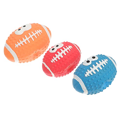 HANABASS 3stücke Quietschende Hundebälle Aus Latex Für Haustiere Interaktives Quietsch-rugbyball-Spielzeug Zum Knabbern Und Quietschen Für Hunde Für Outdoor-Spiele Und Beschäftigung von HANABASS