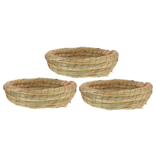 HANABASS 3pcs Gewebte Strohmatten Bettwäsche Meerschweinchen Nest Haustierkäfig Nest Hamster Nest Kaninchenhaus HANABASS 3pcs Gewebte Strohmatten Bettwäsche Meerschweinchen Nest Haustierkäfig Nest Hamster Nest Kaninchenhaus von HANABASS