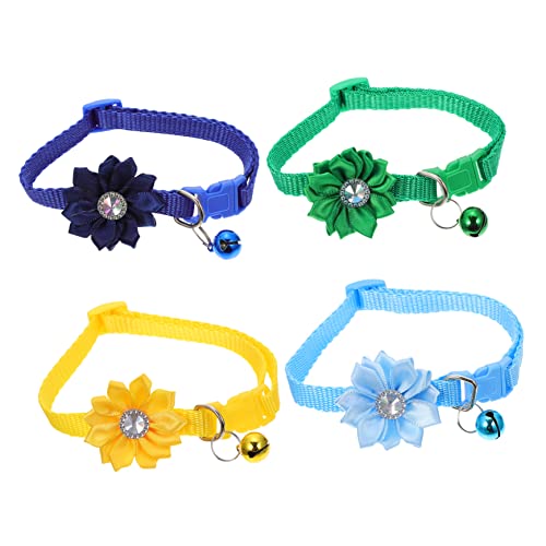 HANABASS 4 Stück Bunter Teiliges Haustierhalsband mit Blumen Glocken Design für Hunde und Verstellbares und Sicheres für Partys und Besondere Anlässe Grün Himmelblau Gelb HANABASS 4 Stück Bunter Teiliges Haustierhalsband mit Blumen Glocken Design für Hunde und Verstellbares und Sicheres für Partys und Besondere Anlässe Grün Himmelblau Gelb von HANABASS