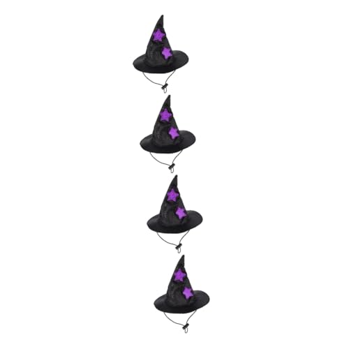 HANABASS 4 Stück Hexenhut Für Haustiere Schöner Hexenhut Hundeperücke Halloween- Dekorativer Haustierhut Halloween-hundemütze Entzückender Katzenhut Cosplay-hundemütze Katzenhüte Stoff von HANABASS
