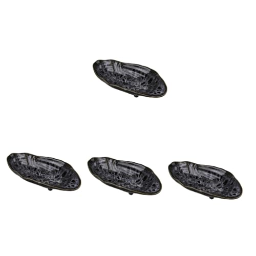 HANABASS 4 Stück Keramik Bienen und Schmetterlings Tränke Großvolumig Freistehend Gartendekoration Natürliche Insektenpuddler Outdoor Wasserschale von HANABASS
