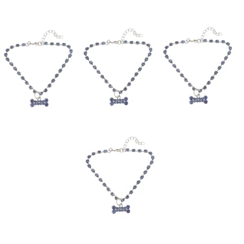 HANABASS 4 Stücke Mode Halskette Einstellbare Haustier Kragen Kette Strass Metall Haustier Schmuck Für Welpen von HANABASS