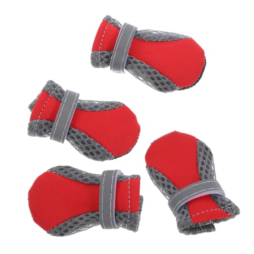HANABASS 4 Stück Mesh-Schuhe Für Welpen Schützende Hundeschuhe Bequeme Haustierschuhe Schützende Haustierschuhe rutschfeste Hundeschuhe Praktische Hundeschuhe Rot Stoff Für Neoprenanzüge HANABASS 4 Stück Mesh-Schuhe Für Welpen Schützende Hundeschuhe Bequeme Haustierschuhe Schützende Haustierschuhe rutschfeste Hundeschuhe Praktische Hundeschuhe Rot Stoff Für Neoprenanzüge von HANABASS
