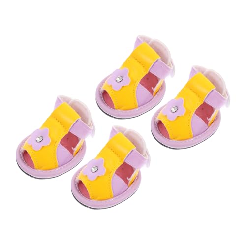 HANABASS Hundeschuhe Für Rassen 4-teilig Atmungsaktive Hundesandalen Mit Blumendesign Für Welpen Für Heißes Pflaster von HANABASS