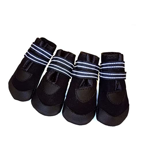 HANABASS 4 Stück Teiliges Wasserdichtes Winter Hundeschuh Warme Reflektierende Pfotenschutz aus Neopren rutschfeste Kleine Hundeschuhe für Sicheren Spaziergang bei Kälte von HANABASS