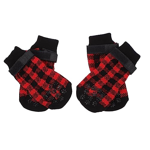HANABASS 4 Stück Teiliges Weihnachts Hundesocken mit Rutsch Sohle Warme und Bequeme Pfotenschutzsocken für Haustiere Kratzfest für Kalte Tage und Schutz EIS von HANABASS