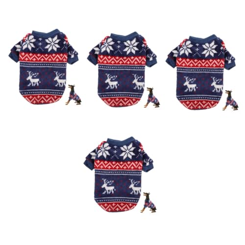 HANABASS 4 Stück Weihnachtspullover Für Haustiere Hunde-Outfit Kleines Haustier Elch Hundekostü Bequeme Hundekleidung Kaninchen- Bequeme Welpenkleidung Welpen-Outfits Polyester von HANABASS