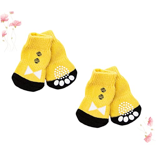 HANABASS 4 Stück rutschfeste Baumwoll Haustiersocken für Hunde Strapazierfähige Hautfreundliche Pfotenschutzsocken für Welpen Innen Geeignet Schützt vor Kälte und Schmutz von HANABASS