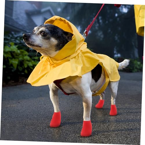 HANABASS 4 Stück wasserdichte Hundeschuhe rutschfeste Schmutzabweisende Pfotenschutzschuhe für Kleine Hunde Atmungsaktiv Hitzebeständig und Isolierend für Sommer und Winterspaziergänge von HANABASS