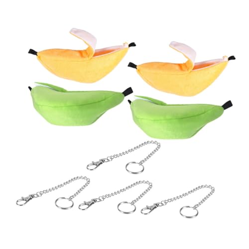 HANABASS 4 Teiliges Bananen-hängematten Weichem Baumwollvlies Warmes Schlaf Spielbett für Hamster Zuckergleiter Meerschweinchen und Kleine Haustiere Platzsparendes Käfignest von HANABASS