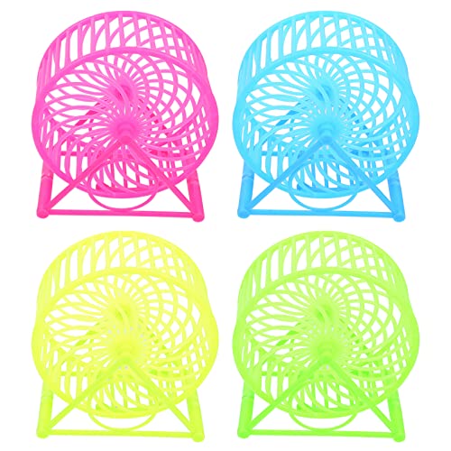 HANABASS 4stücke Hamster Laufräder Ruhiges Hamster Spielzeug Für Kleine Haustiere Laufzubehör Aus Langlebigem Kunststoff 4 Farben (blau Gelb Pink Grün) Für Rennmäuse Und Igel von HANABASS