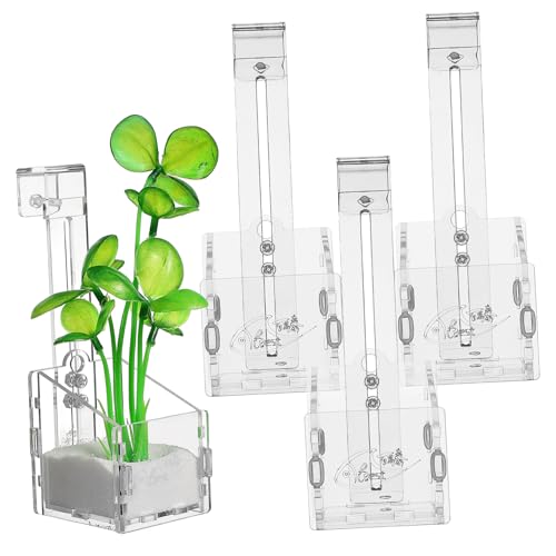 HANABASS 4stücke Acryl Pflanzbecher Für Aquarien Mit Haken Transparent Wiederverwendbar Installieren Für Wasserpflanzen Und Aquarien-Dekoration von HANABASS
