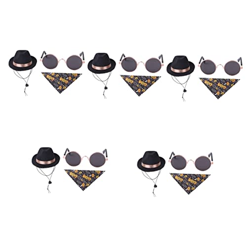 HANABASS 5 Sets Halloween-kostümset Für Hunde Hut Bandana Brille Haustier-anzieh-Requisiten Für Foto-Sessions Und Partys von HANABASS