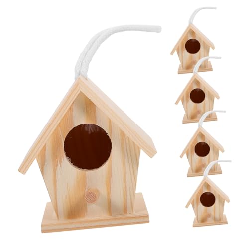 HANABASS 5 Stücke Dekorative Vogelnest Holz Hof Gartenarbeit Dekoration für Home Office Vogel Ornament Zufällige Farbe Seil HANABASS 5 Stücke Dekorative Vogelnest Holz Hof Gartenarbeit Dekoration für Home Office Vogel Ornament Zufällige Farbe Seil von HANABASS