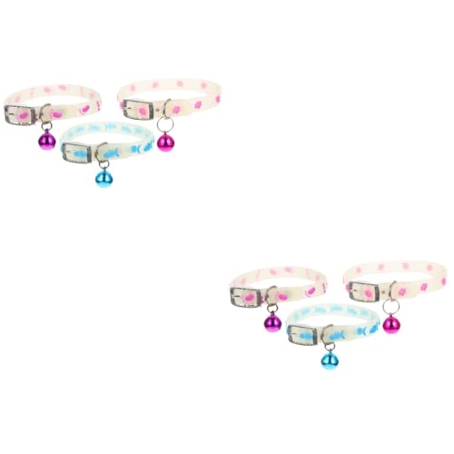 HANABASS 2 Sets Verstellbares Fluoreszierendes Hundehalsband Leuchtende Neonfarbe Glocke Für Welpen Sicher Und Bequem 3 Stück X 2 von HANABASS