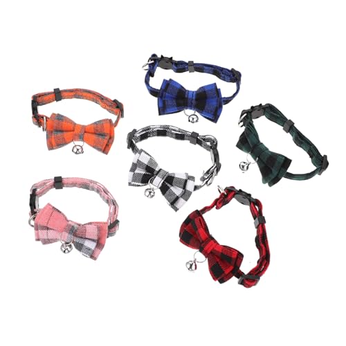 HANABASS 6 Stück Teiliges Katzenhalsband mit Verstellbarem Sicherheitsverschluss Niedliche Karomuster Fliege mit Glöckchen Komfortabel für Kätzchen und Kleine Haustiere Party HANABASS 6 Stück Teiliges Katzenhalsband mit Verstellbarem Sicherheitsverschluss Niedliche Karomuster Fliege mit Glöckchen Komfortabel für Kätzchen und Kleine Haustiere Party von HANABASS