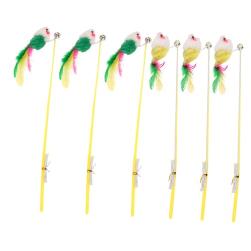 HANABASS 6 Stück Teiliges Katzenspielzeug Maus Teaser mit Klingel und Federn Interaktiver Katzenstab für Beschäftigung und Training Gemischt Fördert Aktivität und Bindung Zufällige Farbe HANABASS 6 Stück Teiliges Katzenspielzeug Maus Teaser mit Klingel und Federn Interaktiver Katzenstab für Beschäftigung und Training Gemischt Fördert Aktivität und Bindung Zufällige Farbe von HANABASS