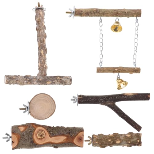 HANABASS Papagei Käfig Decor 6 Stücke Holz Vogel Stehen Barsch Schaukel Kauen Spielzeug für Papageien HANABASS Papagei Käfig Decor 6 Stücke Holz Vogel Stehen Barsch Schaukel Kauen Spielzeug für Papageien von HANABASS