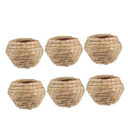 HANABASS 6 Stücke Handgemachte Natürliche Gras Vogel Nest Vogel Nisten Schlafplatz Tasche Vogel von HANABASS