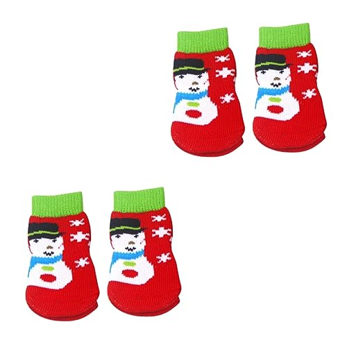 HANABASS 8 Stck. Haustier warme Socken Hund für kleine Hunde Hundezubehör pelzige Pfoten Kleidung für Haustiere Welpe Nicht Größe Doggie -Socken Hundesocken Baumwollsocken für Haustiere rot von HANABASS