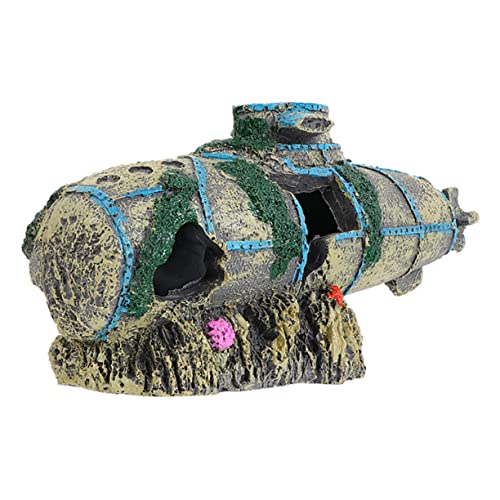 HANABASS Aquarium Deko Boot aus Resin Simulierte Boot Dekoration für Fisch Tank Landschaftsornament Geeignet für Süß und Stabiler Stand von HANABASS