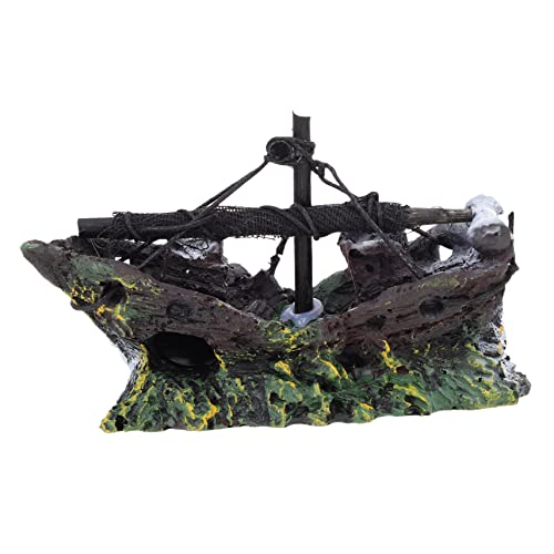 HANABASS Aquarium Schiffswrack Dekoration aus Resin Piratenschiff Versteckhaus Ornament Langlebiges Fischversteck und Gestaltung für Fischbecken von HANABASS