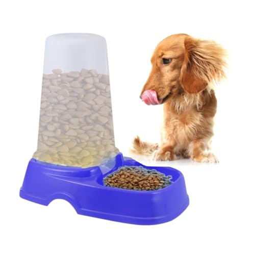 HANABASS Automatischer Futterautomat für Haustiere Hundefutterspender Dunkelblau zu Reinigende Abnehmbare Chassis Sicherer für Katzen von HANABASS