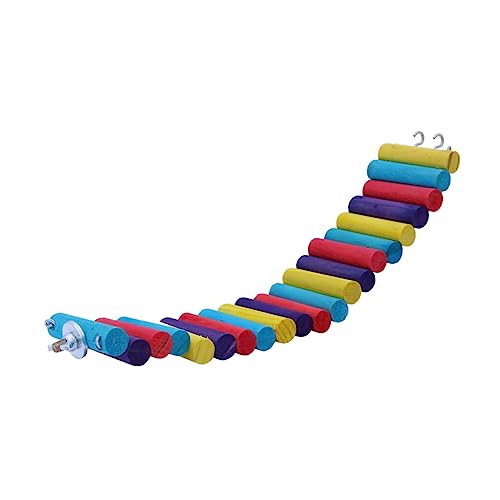 HANABASS Bunte Holzleiter für Kleintiere Natürliche Kletterbrücke mit Stabiler Konstruktion Sicheres Übungsspielzeug für Hamster Meerschweinchen und Papageien Farbenfrohe Haustierleiter von HANABASS