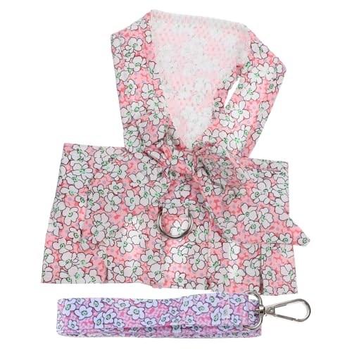 HANABASS Einstellbares Hundegeschirr Set mit Blumenkleid für Kleine Hunde Verstellbar und Bequem Geeignet für Outdoor spaziergänge und Training Einfach Anzuziehen Entfernen und Kontrolle von HANABASS