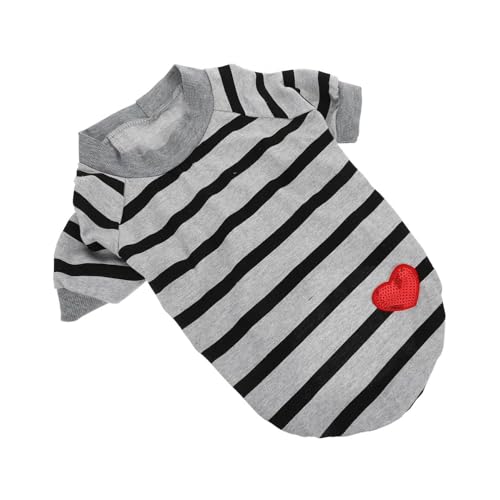HANABASS Hunde T-Shirt Haustierkleidung Welpenshirt Grau XL Atmungsaktiv Gestreiftes Hundeshirt Für von HANABASS