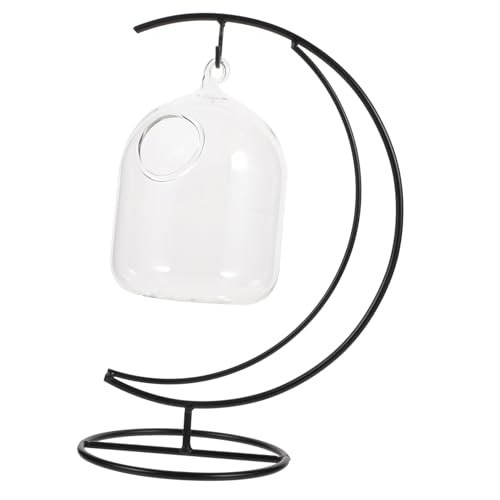 HANABASS Hängendes Glasfischbecken mit Ständer Tisch Aquarium Betta Fischschale Transparent Wohnaccessoire Desktop Dekoration für Büro und Zuhause von HANABASS