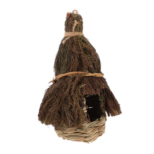 HANABASS Hängendes Vogelnest aus Handgewebtem Gras für Kleine Vögel Gemütlicher Nistplatz für Kanarienvögel und Andere Wildvögel als Gartendekoration Langlebig und Pflegeleicht von HANABASS