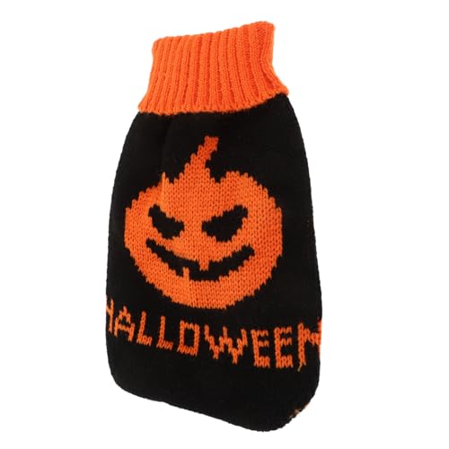 HANABASS Halloween Hundepullover Warm Gestrickt für Kleine Hunde Komfortabler und Tragbarer Haustierpullover mit Kürbisdesign Geeignet für Winter und Halloween Kostümierung von HANABASS