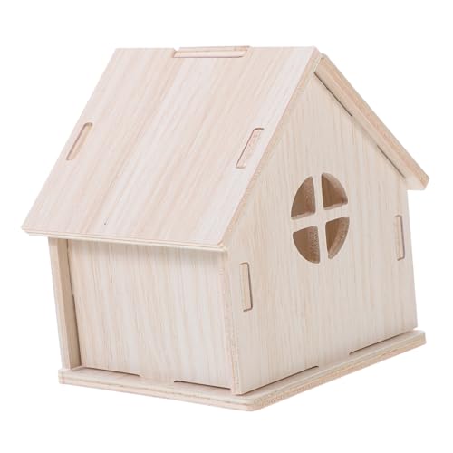 HANABASS Hamster Holzhaus Schlafraum Versteck Hamstergehege Schlafhaus Mini Innenstall Hamsterspielzeug Versteck Zwerghamsterhaus Weiches Meerschweinchenhaus Eichhörnchen von HANABASS