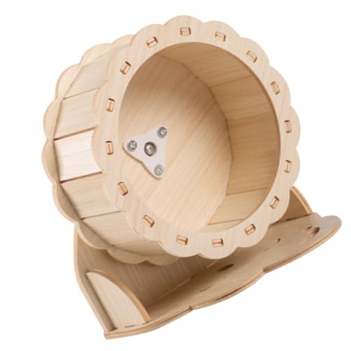 HANABASS Hamster Laufrad aus Holz Geräuscharmes Hamsterrad mit Sonnenblumen Design Kleintierlaufgerät für Meerschweinchen Igel Mäuse Teiliges mit Wolkenständer von HANABASS