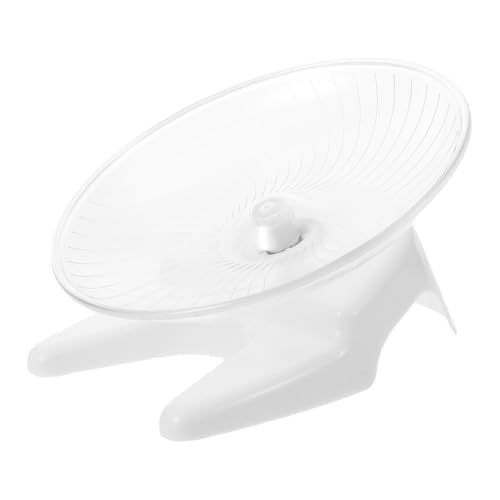 HANABASS Hamster Laufrad aus Robustem PP mit Stabilem Stand Fliegende Untertasse Design für Kleine Haustiere Geräuscharmes Kleintier Rad zur Bewegung und Stressabbau Weiß von HANABASS