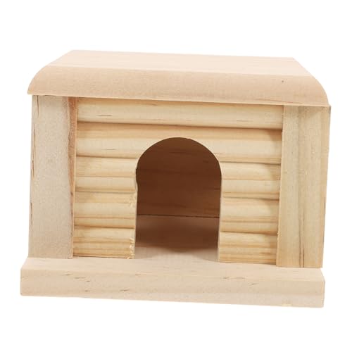 HANABASS Hamsterhaus aus Holz für Kleine Haustiere Gemütliches Versteck und Spielplatz für Zwerghamster Multifunktionshaus für Futter und Wasser zu Reinigen von HANABASS