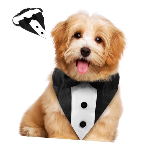 HANABASS Hundehalsband Mit Fliege Für Haustiere Verstellbar Formeller Anzugstil Für Hochzeiten Und Verlobungen Aus Robustem Polyester Einfach Zu Tragen Waschen von HANABASS