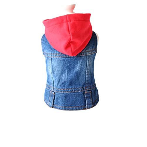 HANABASS Haustierweste Denim Kleidung Mantel für Hunde Hundehemd Hüte Cowboyhut für kleines Hundebereich Hund Haustier Kostüm Hundejacken für kleine Hunde Hunde-Hoodie Haustier-Hoodie rot von HANABASS