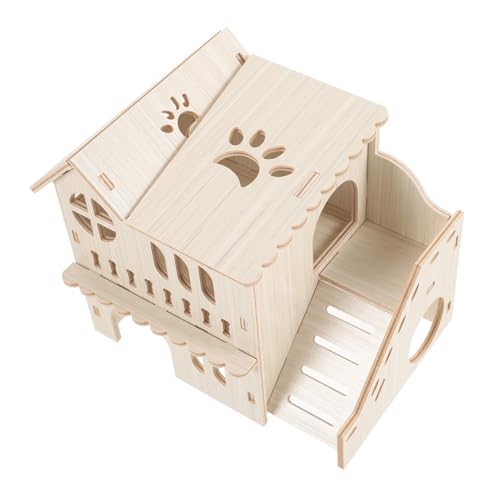 HANABASS Holz-hamsterhaus Mit Leiter Und Tunnelstruktur Komfortables Versteck Aus Holz Für Hamster Und Chinchillas Geruchsneutral Und Langlebig von HANABASS