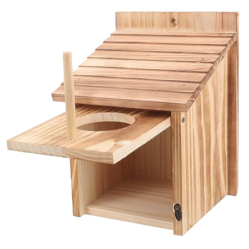 HANABASS Holz Vogelhaus für Kleine Kreatives Nistkästen für Draußen Futterstation für Wildvögel Robust und Aufzuhängen Garten von HANABASS