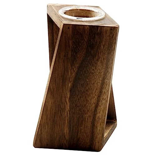 HANABASS Holzständer für Pflanzen Terrarium mit Glasvase Pflanzstation für Luftpflanzen Wohn und Büromöbel und Elegant für Verschiedene Pflanzenarten von HANABASS